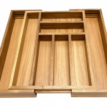 Premium Expandable Acacia Wood Drawer Organizer - Versatile Kitchen Storage Solution